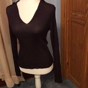 Dead stock 90s metallic purple sheer glittery laundry women’s collared top